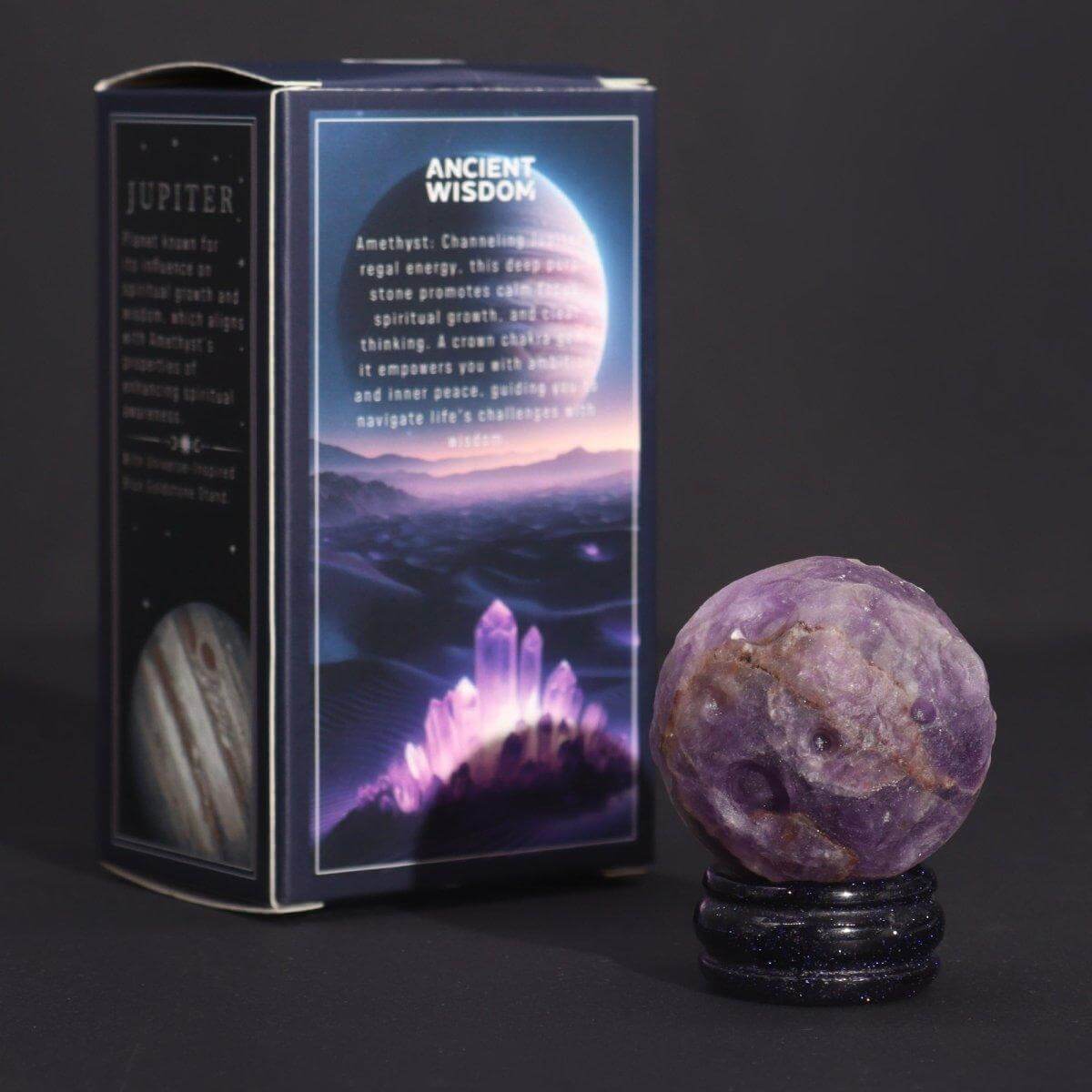 AMETHYST PLANET AUF BLAUEM GOLDSTEIN - STÄNDER - JUPITER - Lapis Mystica - 