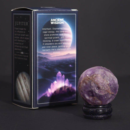 AMETHYST PLANET AUF BLAUEM GOLDSTEIN - STÄNDER - JUPITER - Lapis Mystica - 