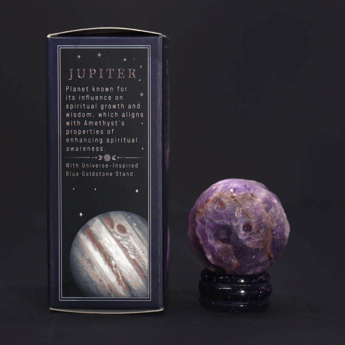 AMETHYST PLANET AUF BLAUEM GOLDSTEIN - STÄNDER - JUPITER - Lapis Mystica - 