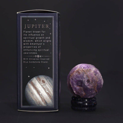 AMETHYST PLANET AUF BLAUEM GOLDSTEIN - STÄNDER - JUPITER - Lapis Mystica - 