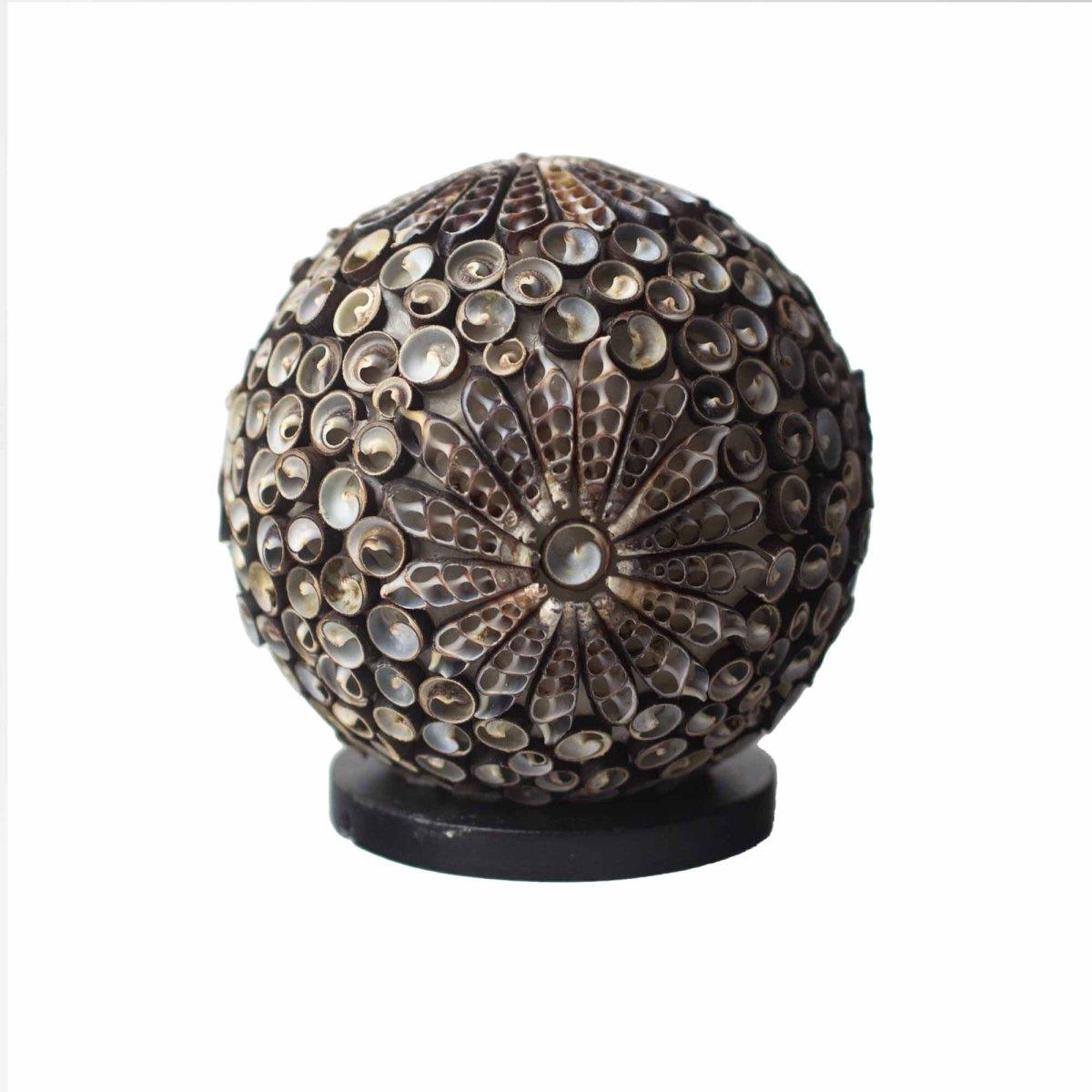 BOHO - MUSCHEL DEKOLAMPE - BRAUN KUGEL - Lapis Mystica - 
