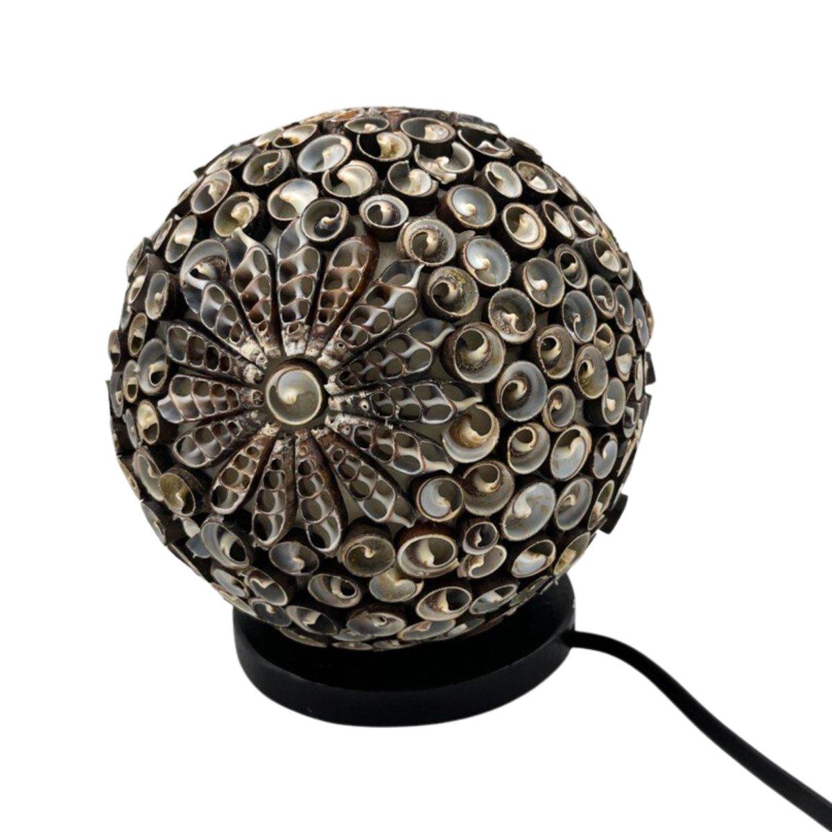 BOHO - MUSCHEL DEKOLAMPE - BRAUN KUGEL - Lapis Mystica - 