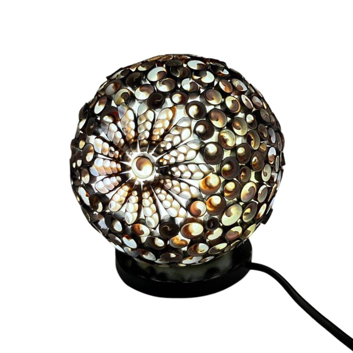 BOHO - MUSCHEL DEKOLAMPE - BRAUN KUGEL - Lapis Mystica - 