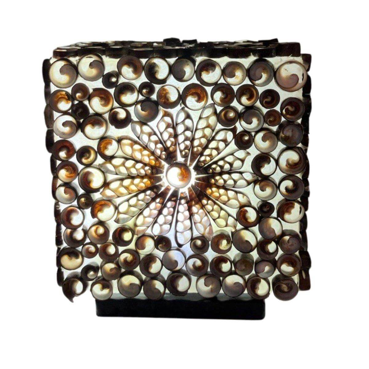 BOHO - MUSCHEL DEKOLAMPE - BRAUN QUADRAT - Lapis Mystica - 