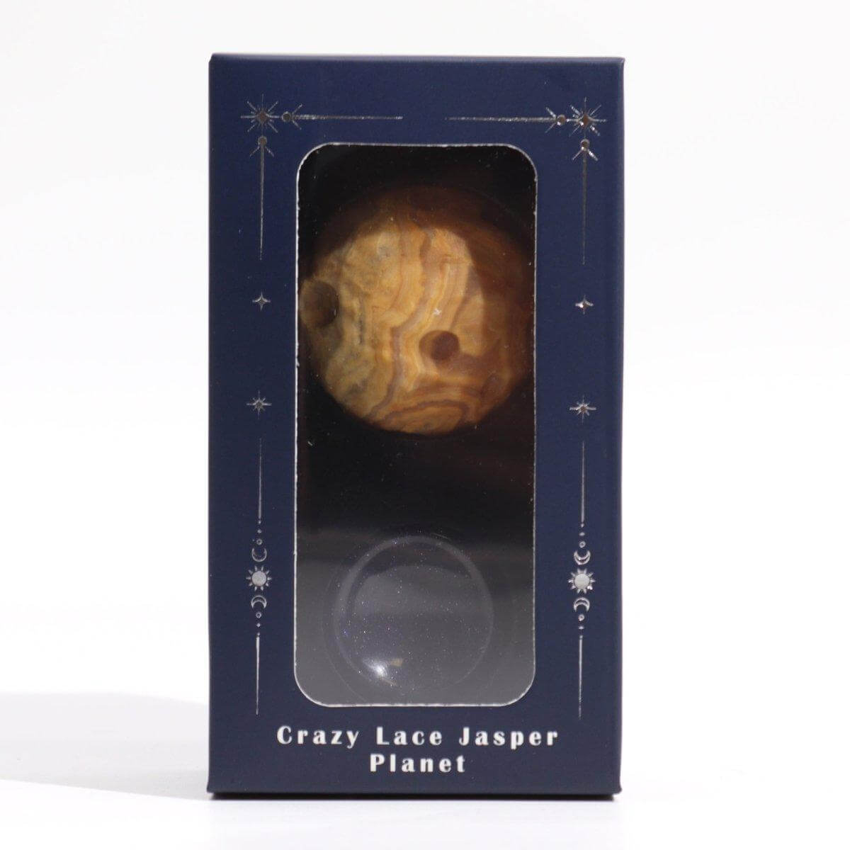 CRAZY - LACE - JASPIS PLANET AUF BLAUEM GOLDSTEIN STÄNDER - MERKUR - Lapis Mystica - 
