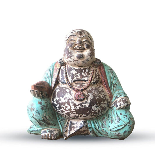HANDGESCHITZTE BUDDHA - STATUE, VINTAGE - MINT - LACHENDER BUDDHA (40cm) - Lapis Mystica - 