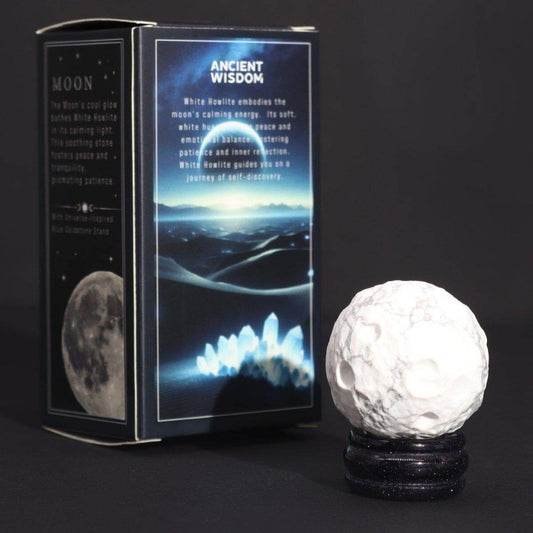 HOWLITH PLANET AUF BLAUEM GOLDSTEIN - STÄNDER - MOND - Lapis Mystica - 